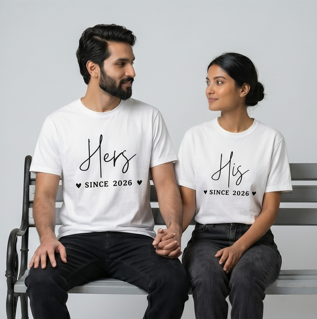 Mr and Mrs Couple T-Shirts | Just Married Matching Set of 2 Tees