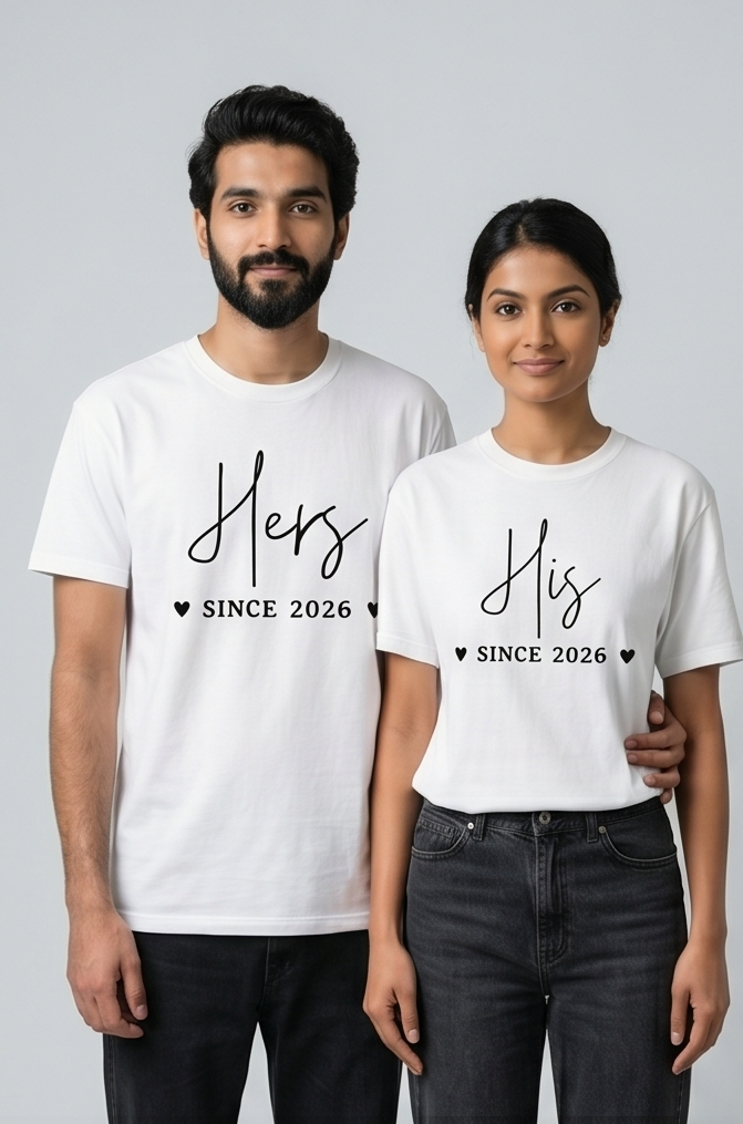 Mr and Mrs Couple T-Shirts | Just Married Matching Set of 2 Tees