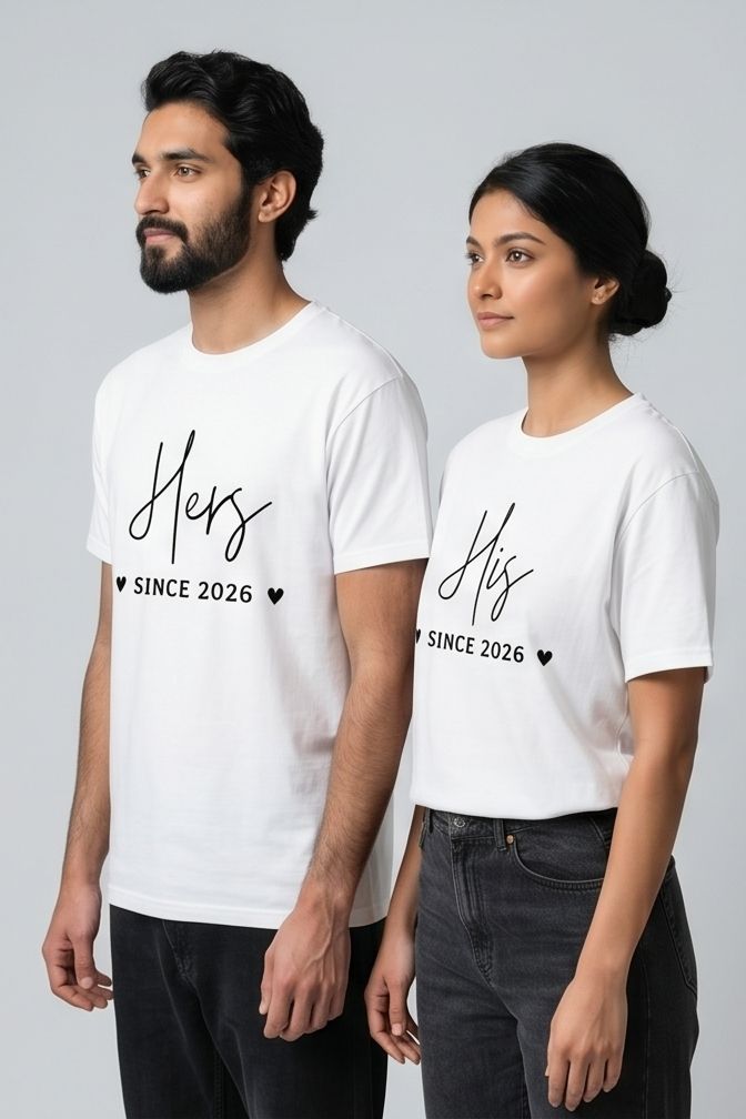 Mr and Mrs Couple T-Shirts | Just Married Matching Set of 2 Tees
