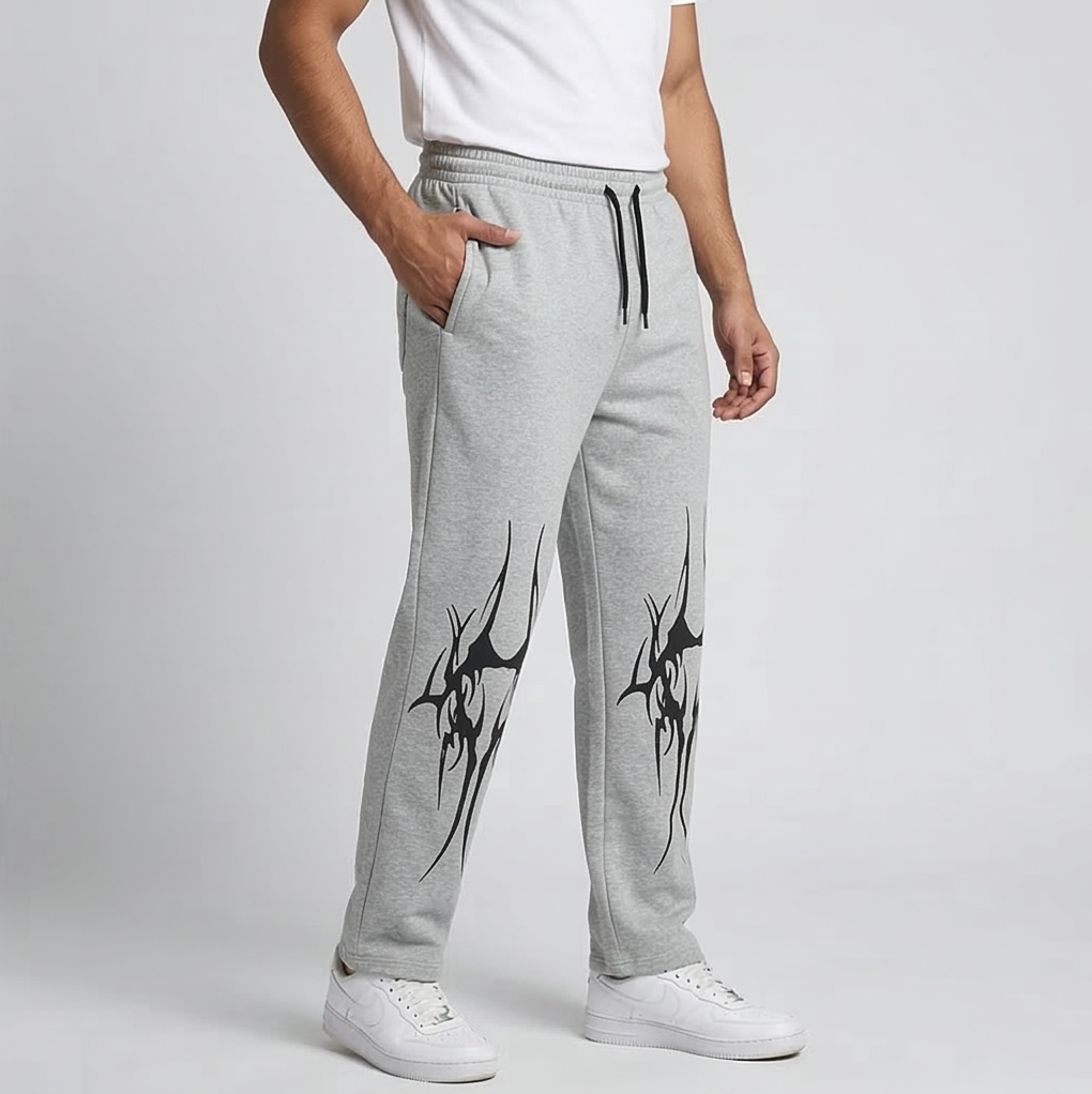 Flame Print Lower Grey