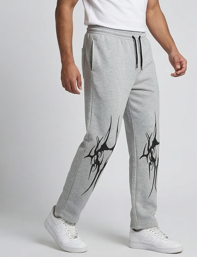 Flame Print Lower Grey