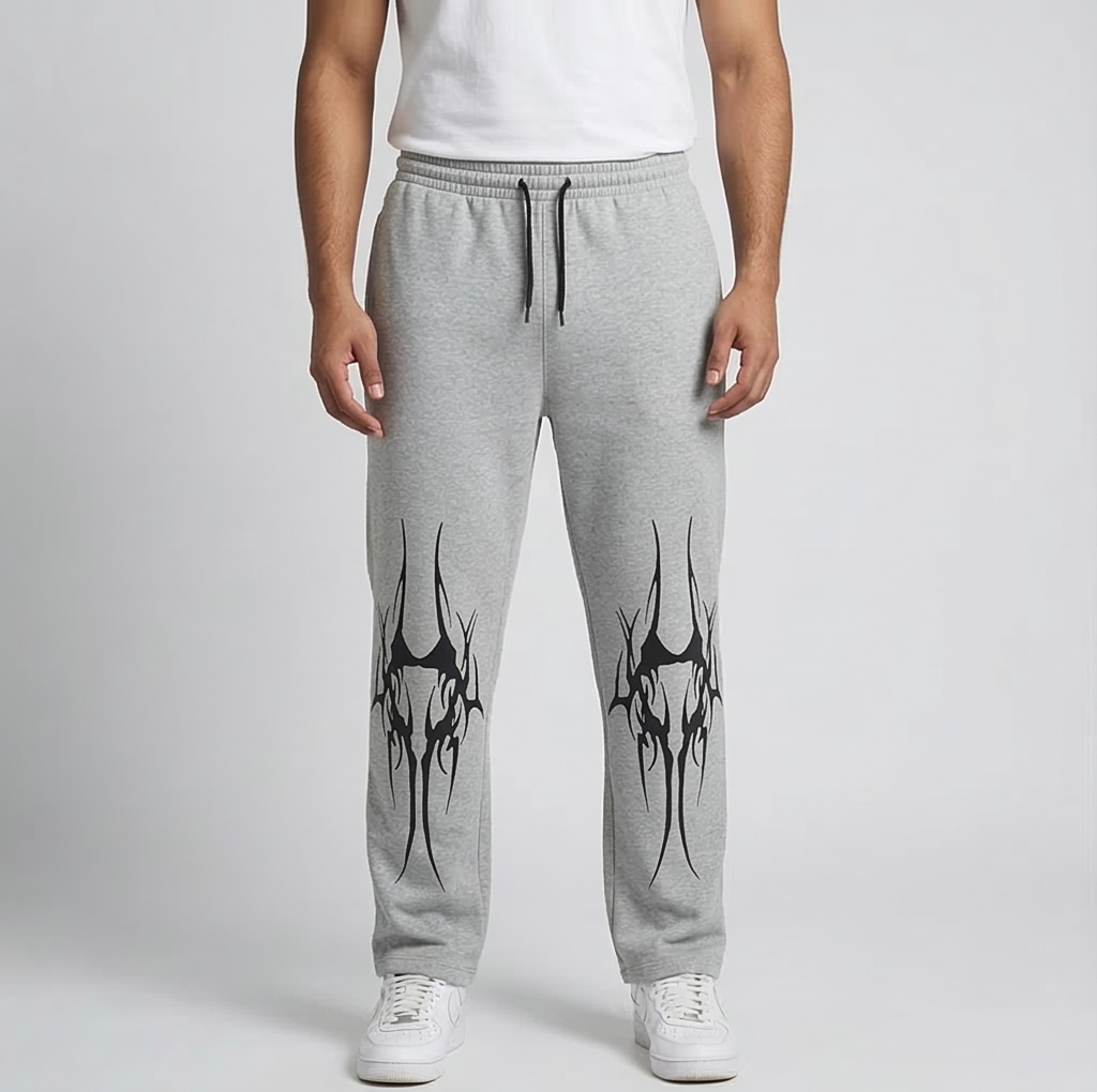 Flame Print Lower Grey
