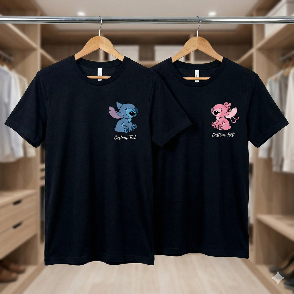 Cartoon couple tee back print