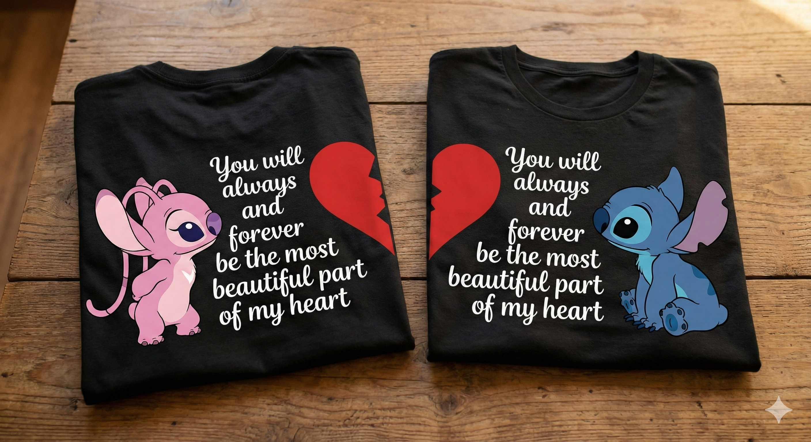 Couple wearing cartoon tees