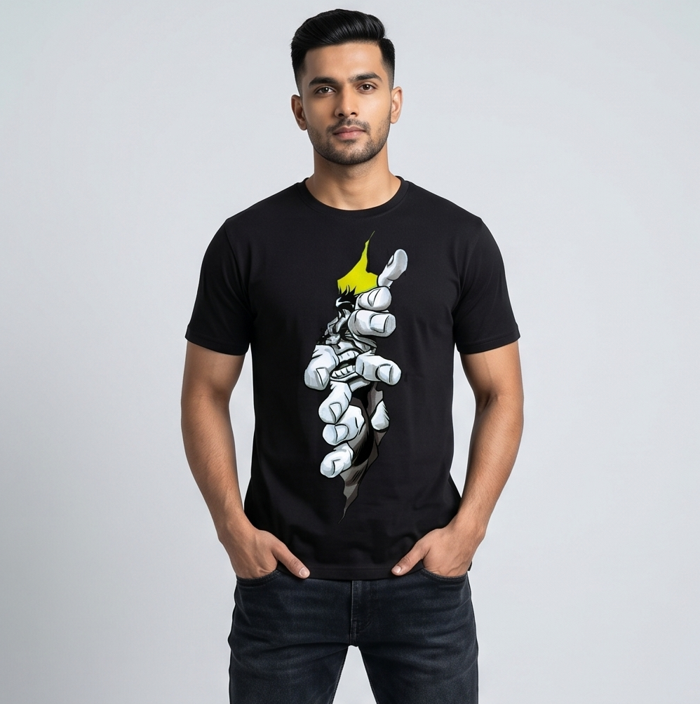 Reaching Hand Graphic Black T-Shirt - Front