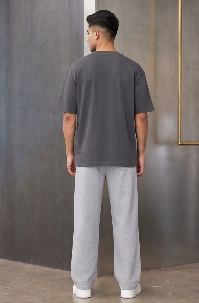Solid Grey Streetwear Track Pants | Men