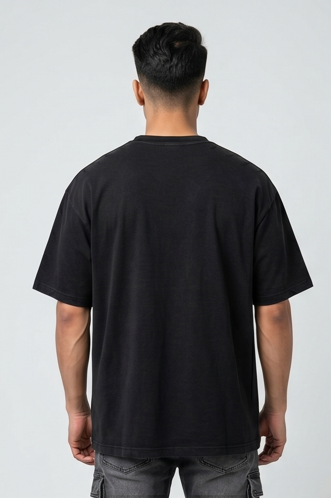 Solid Black Essential Oversized T-Shirt | Men