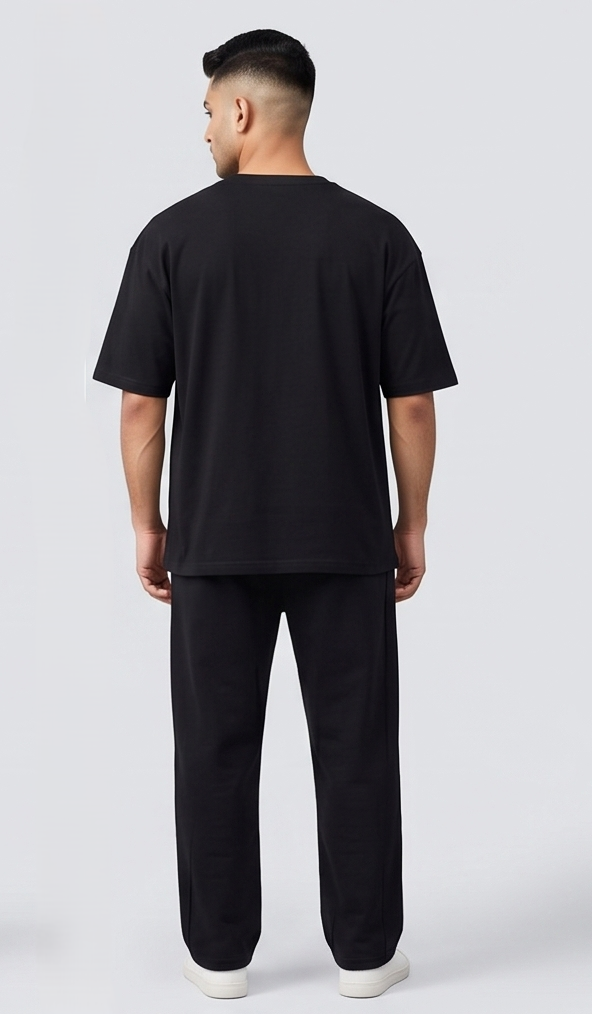 Black Triple Skull Rose Graphic Streetwear Trackpants | Men