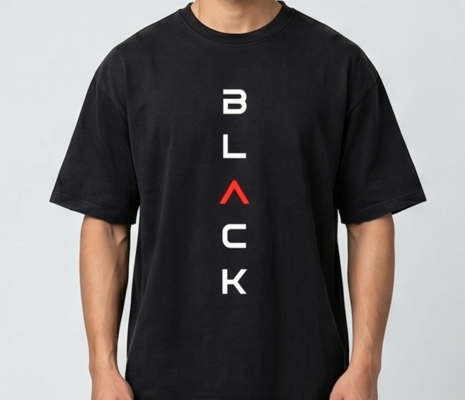 Solid Black Essential Oversized T-Shirt | Men