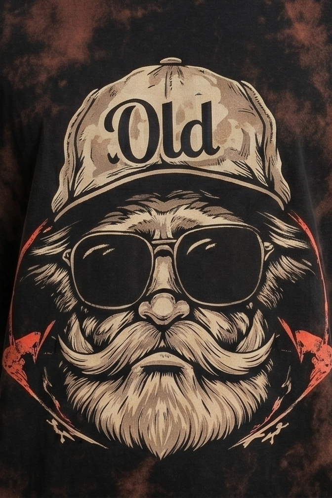 Old Man Vintage Character Graphic Oversized T-Shirt | Men