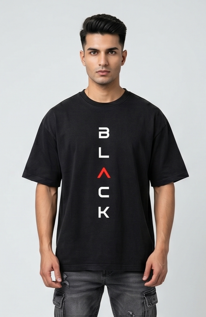Solid Black Essential Oversized T-Shirt | Men