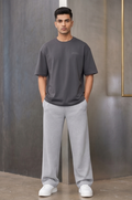 Solid Grey Streetwear Track Pants | Men
