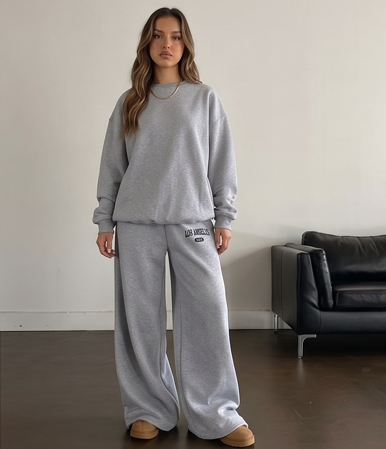 Los Angeles Grey Graphic Wide Leg Pyjama Lower | Women