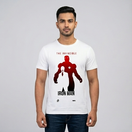 Invincible Tony Stark white tshirt front