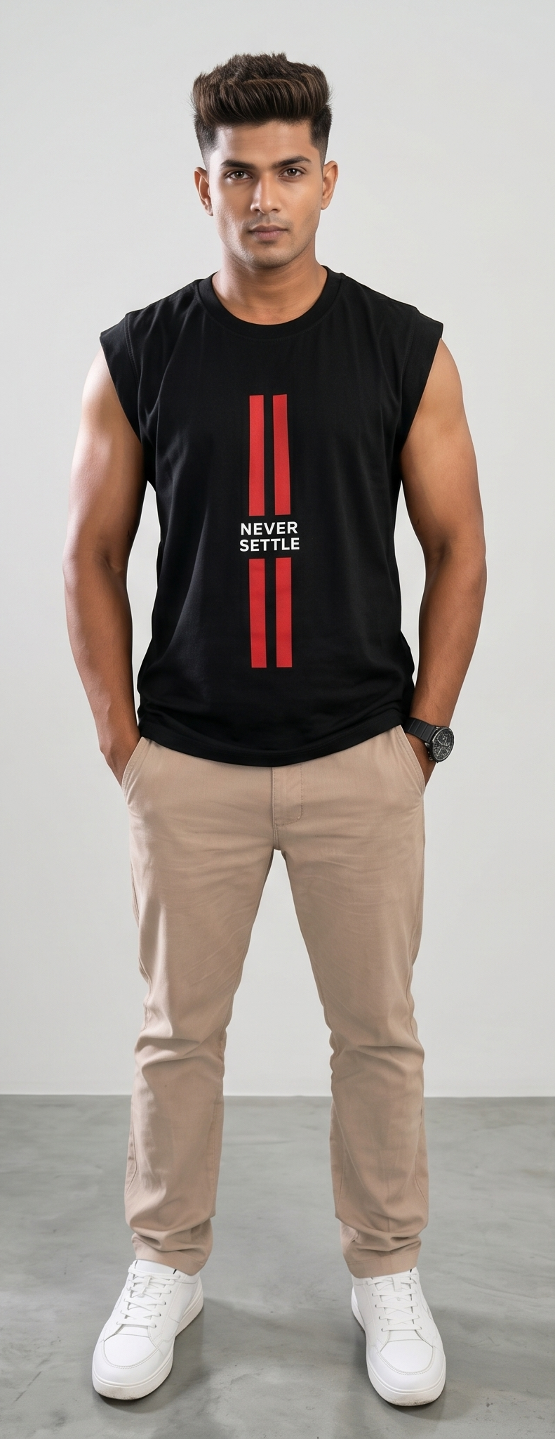Never Settle Motivational Typography Oversized T-Shirt | Men