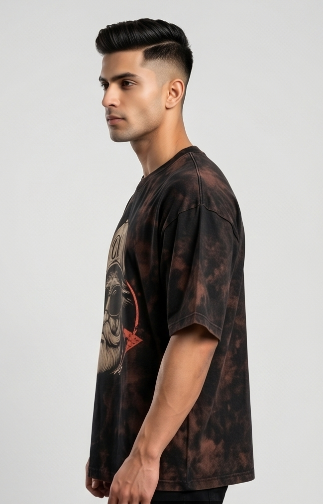 Old Man Vintage Character Graphic Oversized T-Shirt | Men