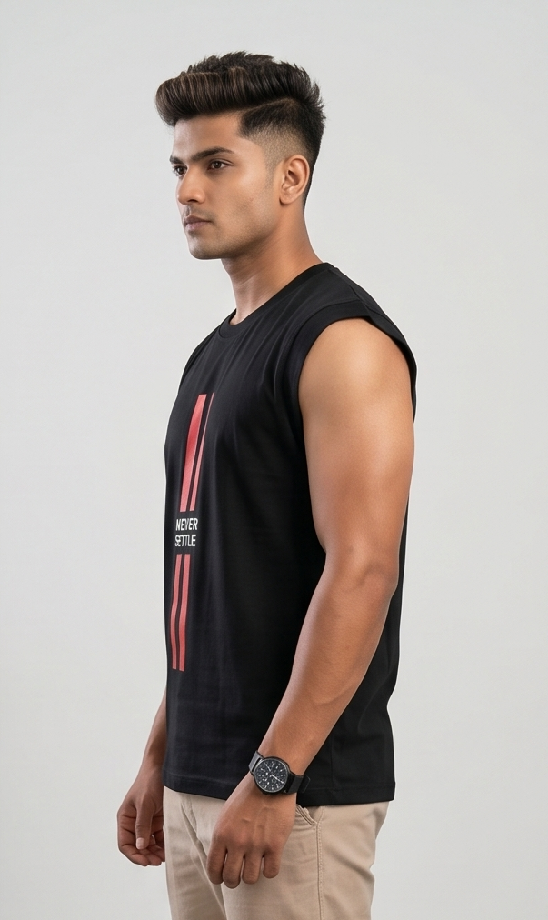 Never Settle Motivational Typography Oversized T-Shirt | Men
