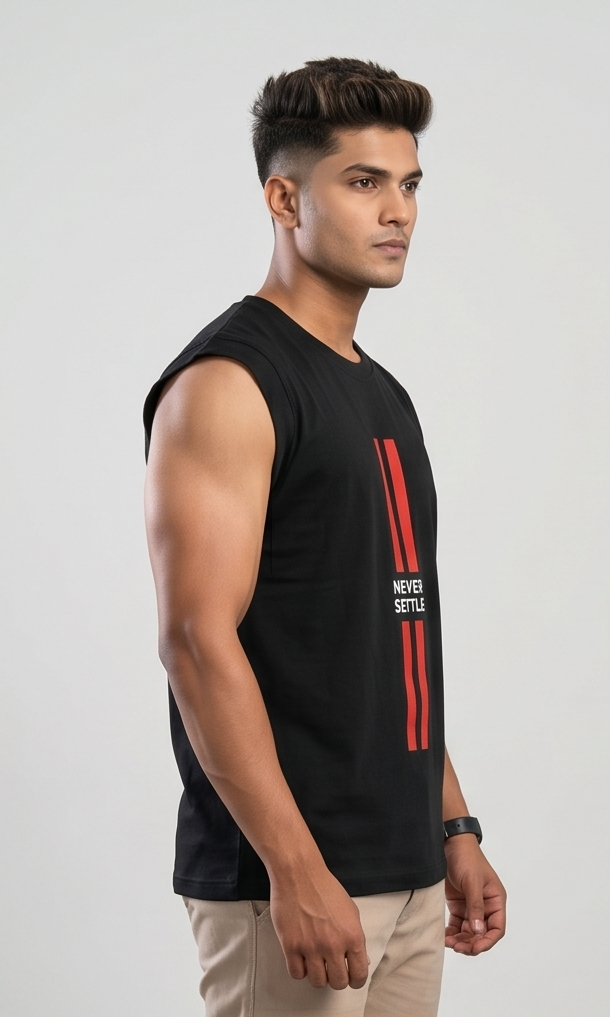 Never Settle Motivational Typography Oversized T-Shirt | Men