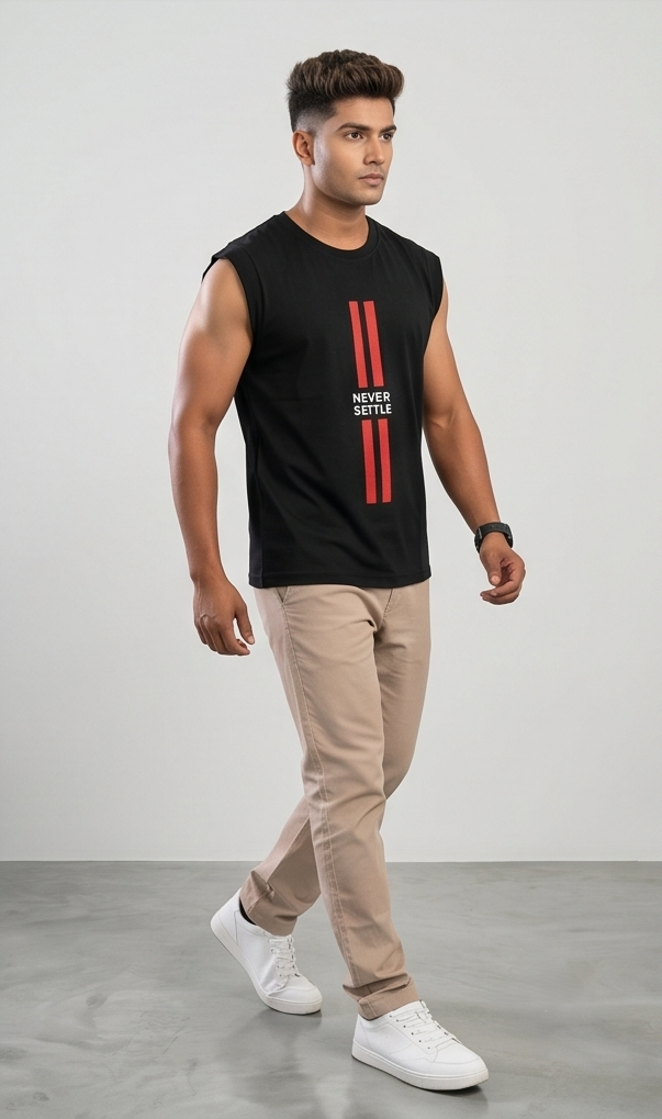 Never Settle Motivational Typography Oversized T-Shirt | Men