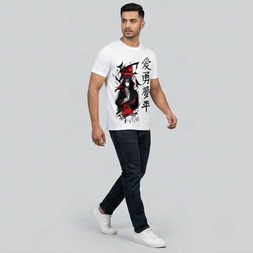 Anime tshirt walk pose