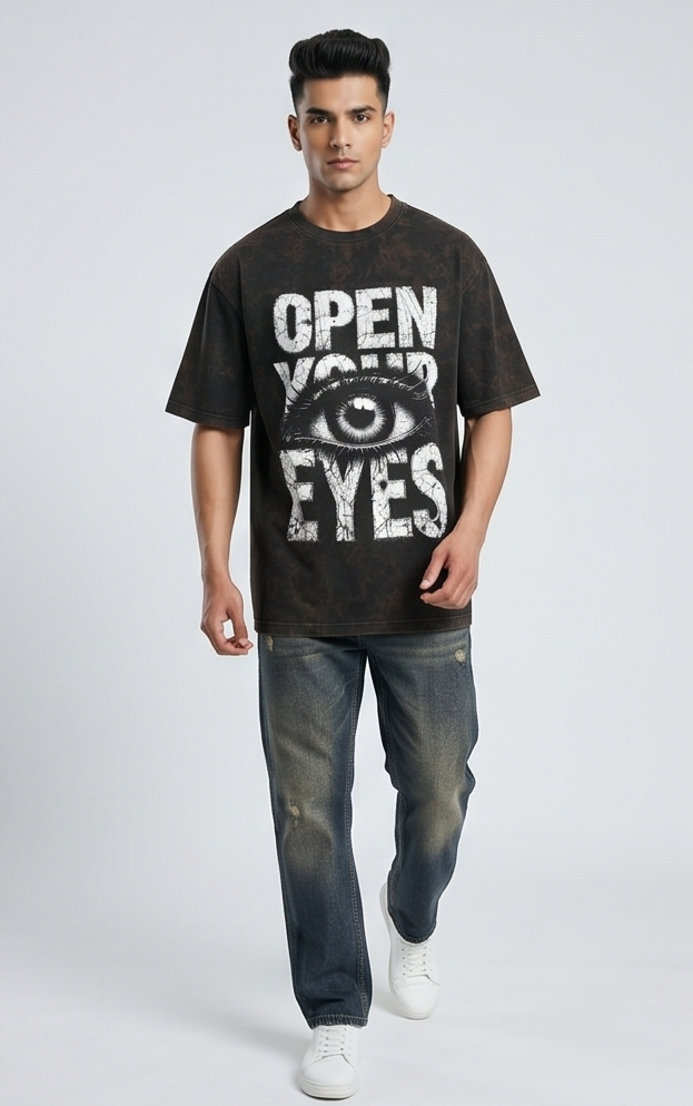 Open Eyes Surreal Graphic Oversized T-Shirt | Men