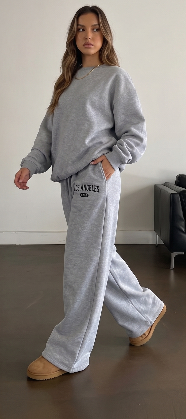 Los Angeles Grey Graphic Wide Leg Pyjama Lower | Women